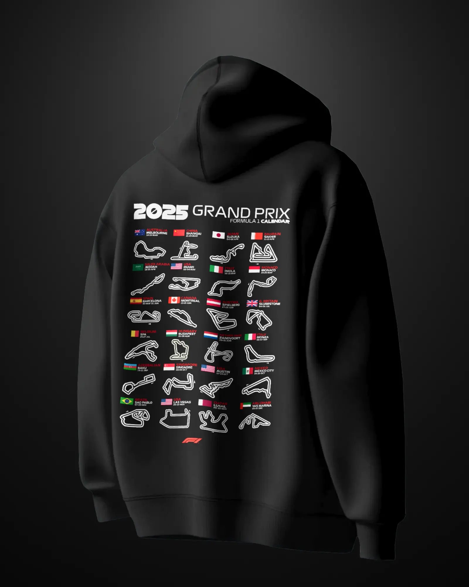 Formula 1 2025 Grand Prix Calendar Hoodie - APXKrew