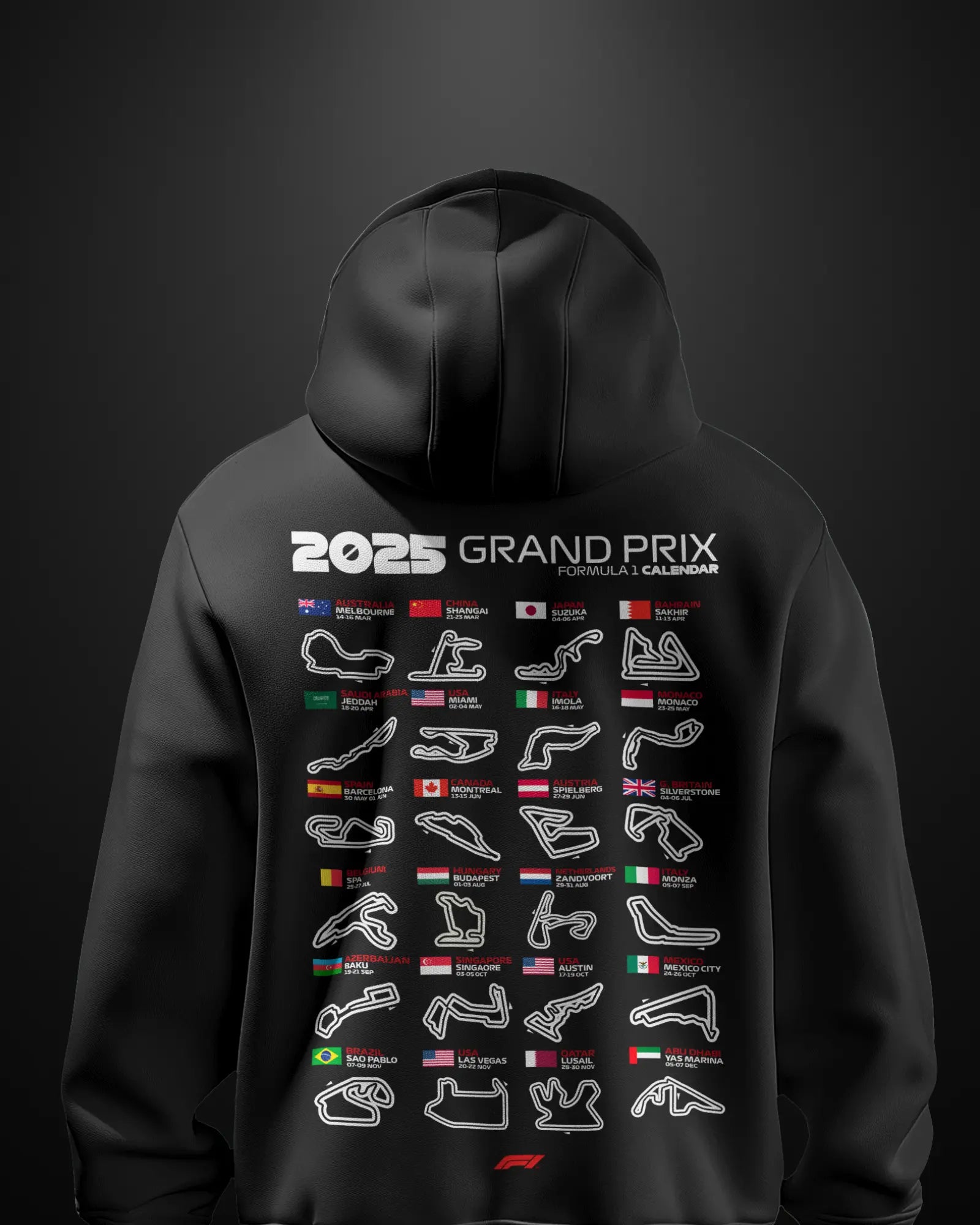Formula 1 2025 Grand Prix Calendar Hoodie - APXKrew
