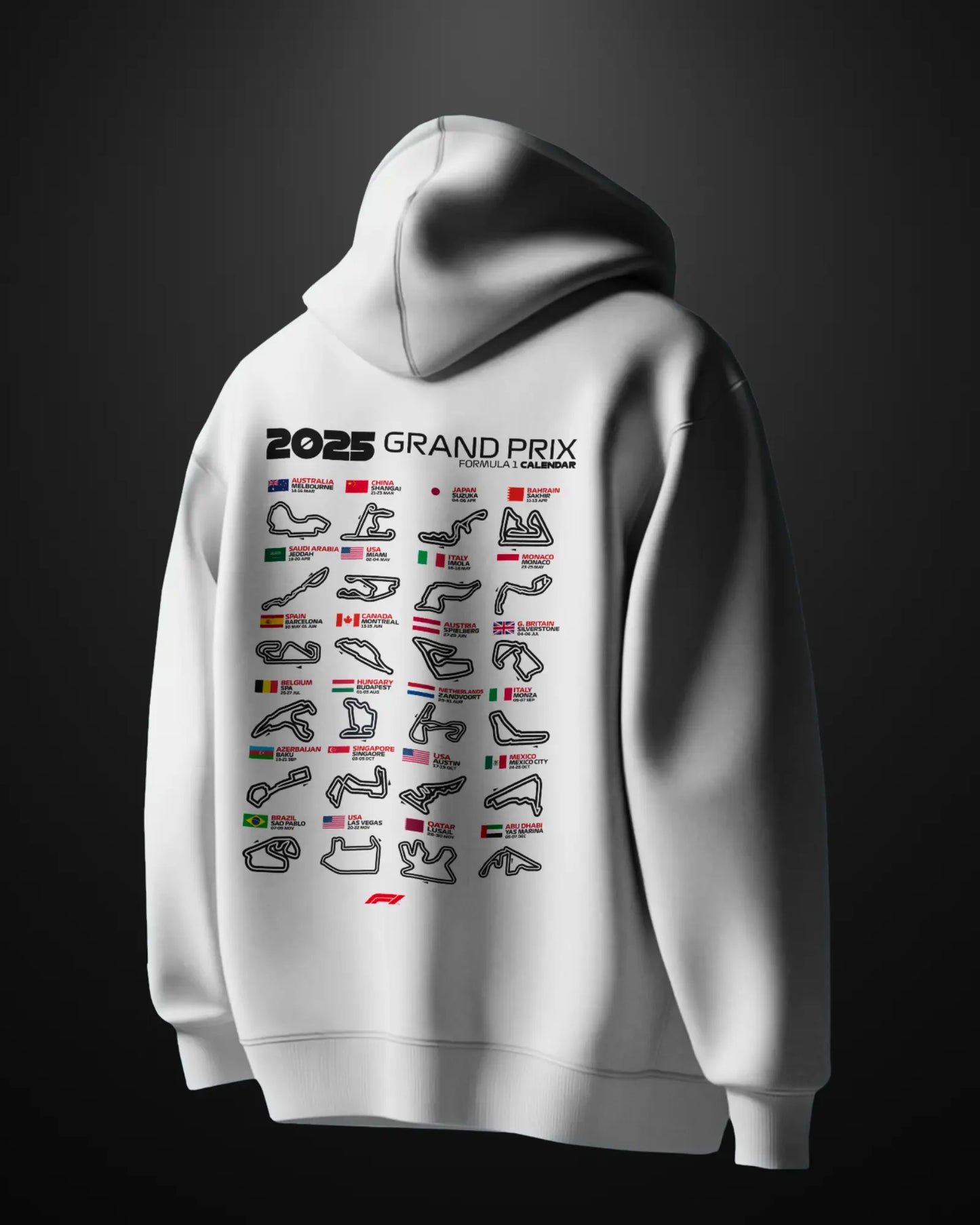 Formula 1 2025 Grand Prix Calendar Hoodie - APXKrew