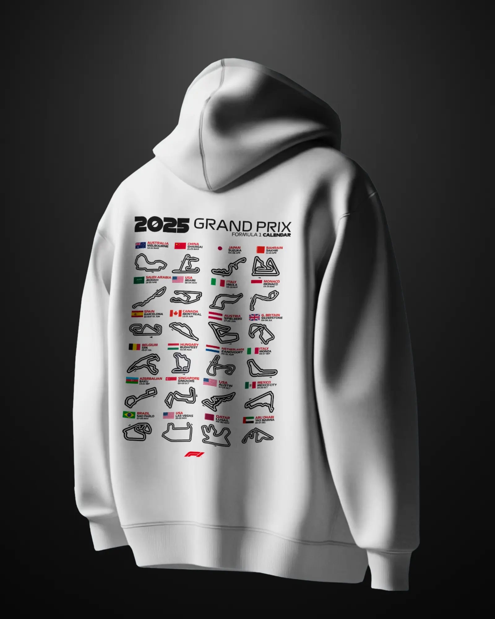Formula 1 2025 Grand Prix Calendar Hoodie - APXKrew