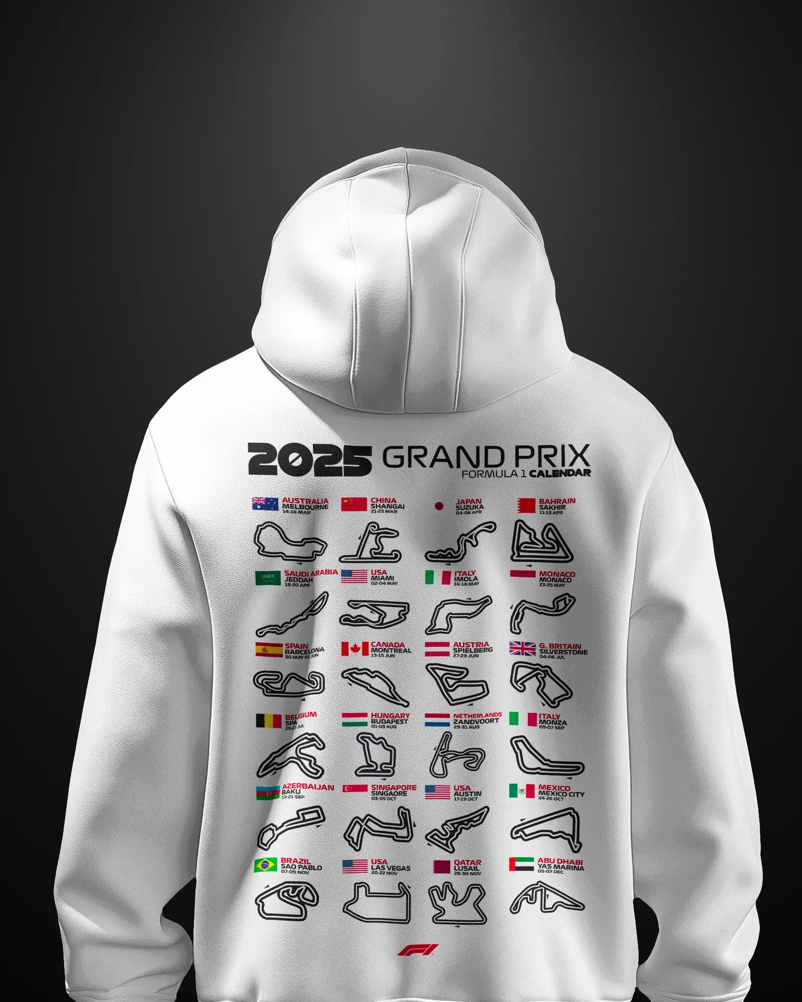 Formula 1 2025 Grand Prix Calendar Hoodie - APXKrew