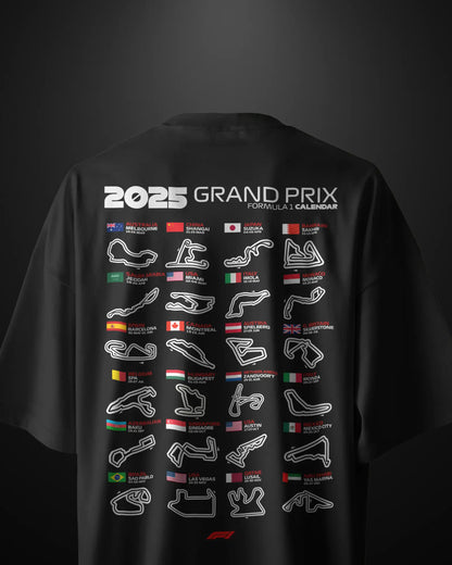 Formula 1 2025 Grand Prix Calendar Oversized T-Shirt - APXKrew