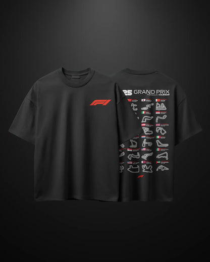 Formula 1 2025 Grand Prix Calendar Oversized T-Shirt - APXKrew