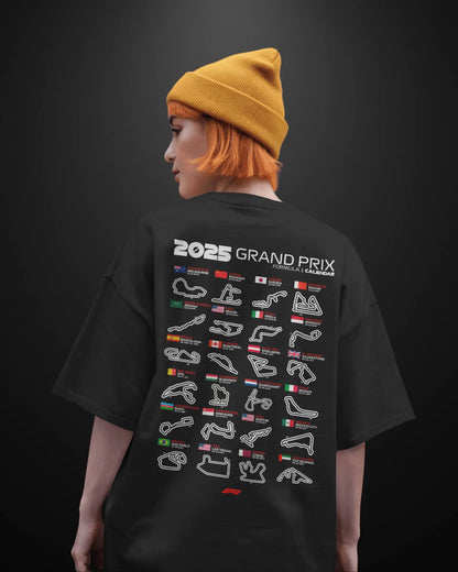 Formula 1 2025 Grand Prix Calendar Oversized T-Shirt - APXKrew