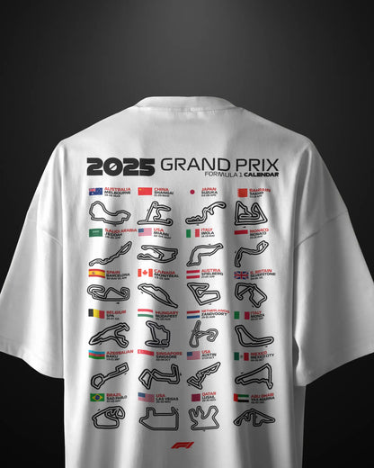 Formula 1 2025 Grand Prix Calendar Oversized T-Shirt - APXKrew
