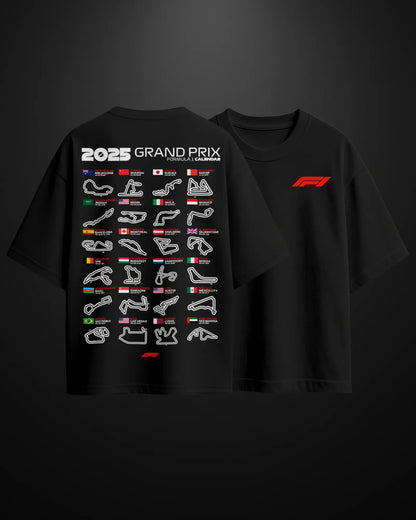 Formula 1 2025 Grand Prix Calendar Oversized T-Shirt - APXKrew