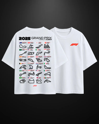 Formula 1 2025 Grand Prix Calendar Oversized T-Shirt - APXKrew
