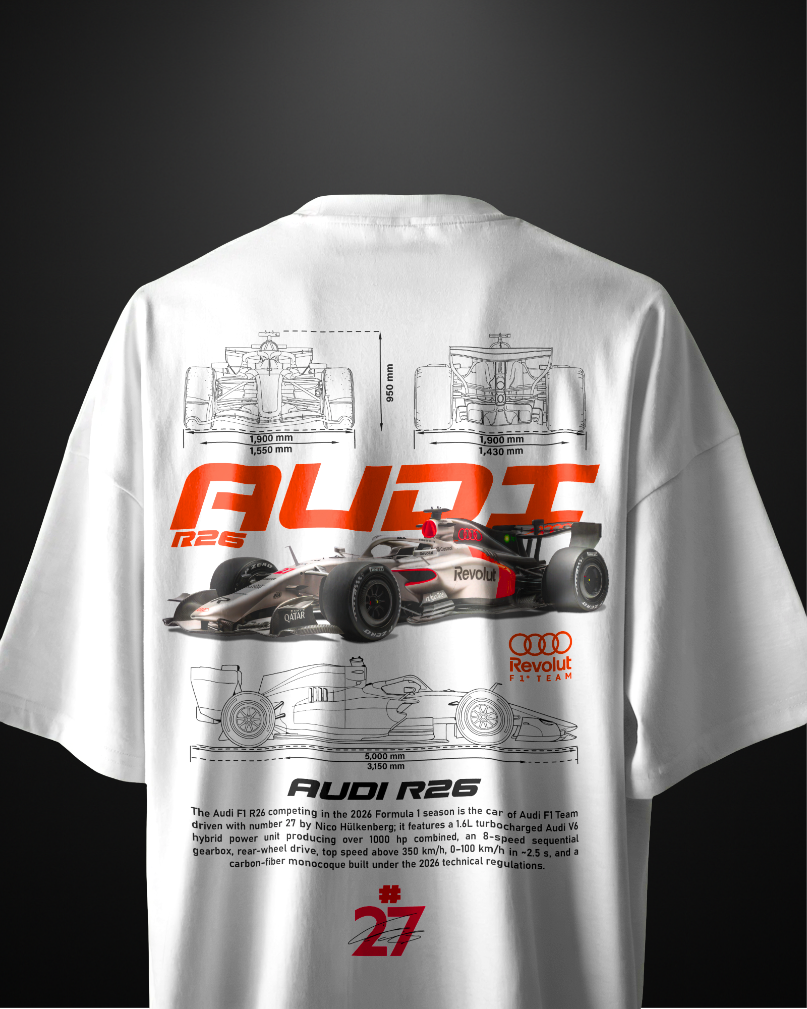 Formula 1 Audi R-26 Oversized T-Shirt Drop 2 - APXKrew