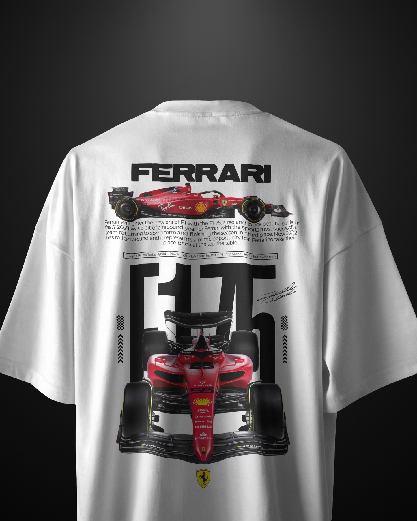 Formula 1 Ferrari F175 Oversized T-Shirt - APXKrew
