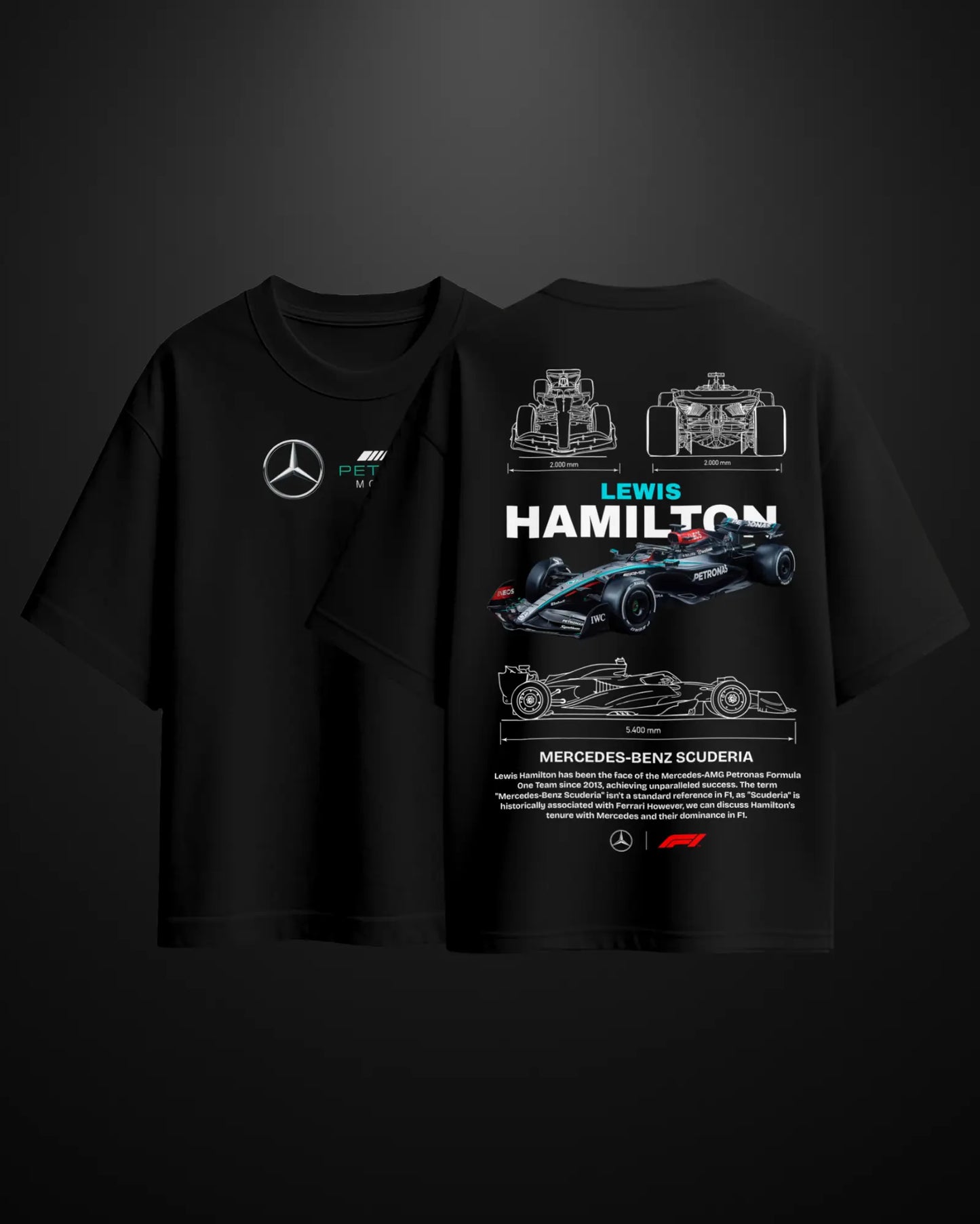 Formula 1 Mercedes Lewis Hamilton Oversized T-Shirt - APXKrew