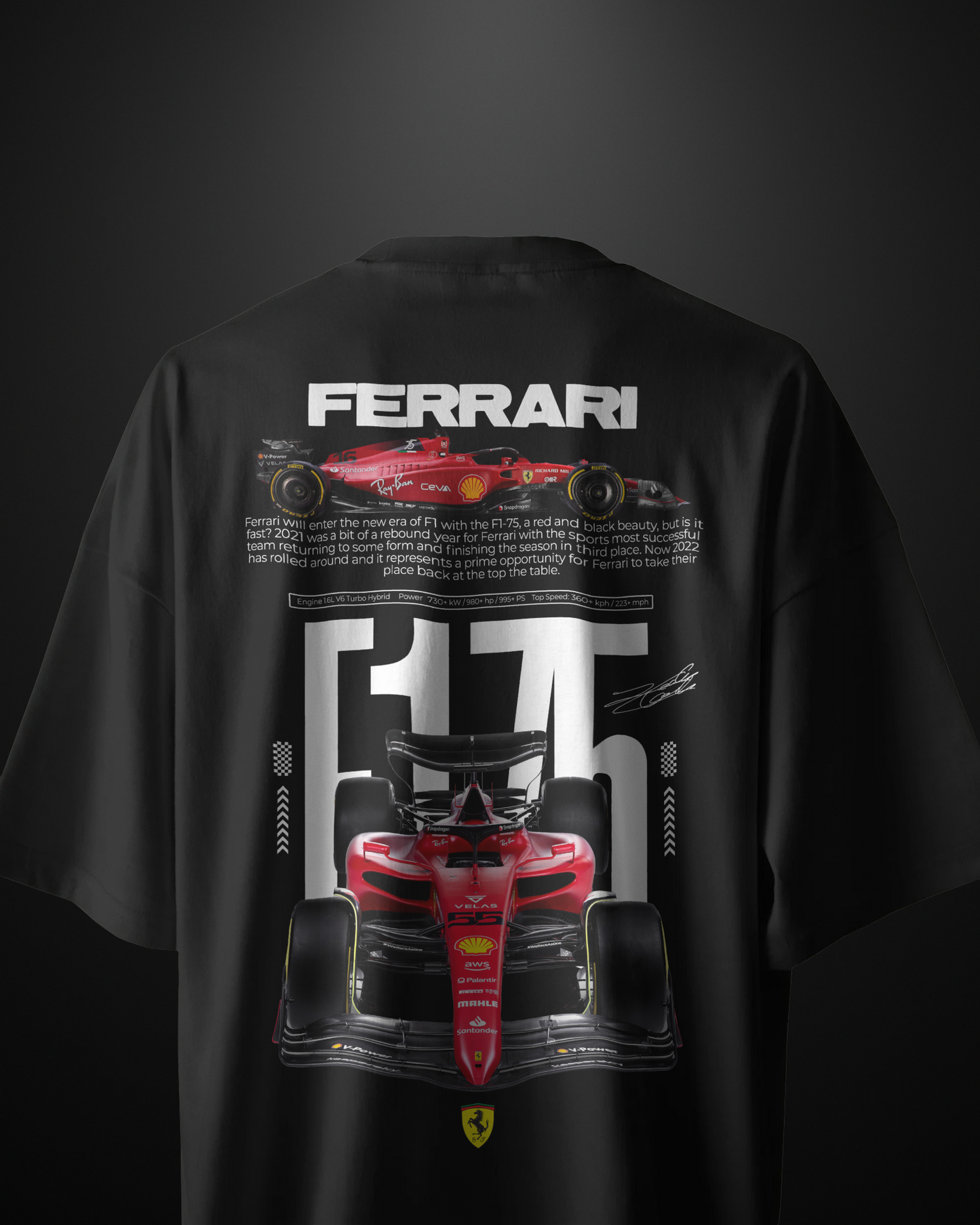 Formula 1 Ferrari F175 Oversized T-Shirt - APXKrew