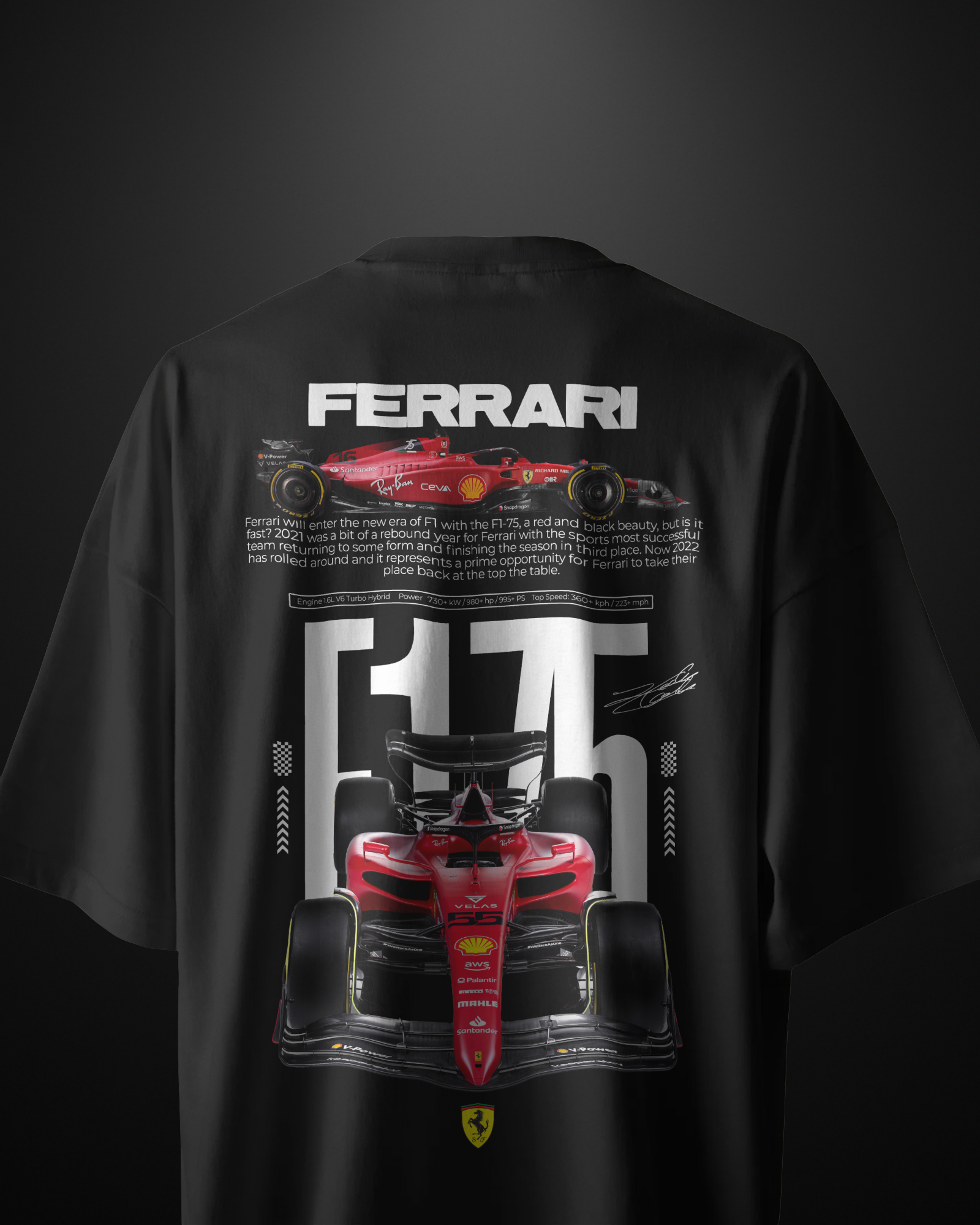 Formula 1 Ferrari F175 Oversized T-Shirt - APXKrew