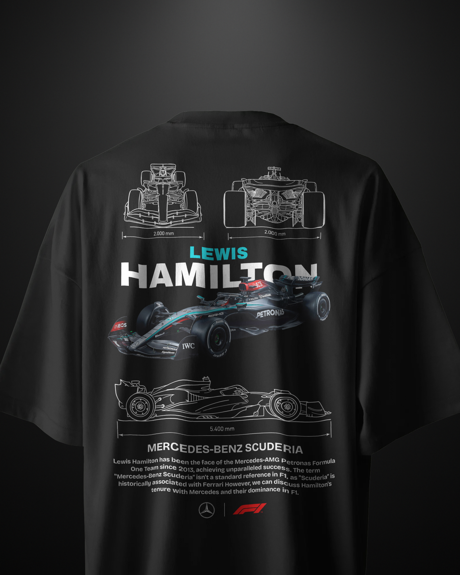 Formula 1 Mercedes Lewis Hamilton Oversized T-Shirt - APXKrew