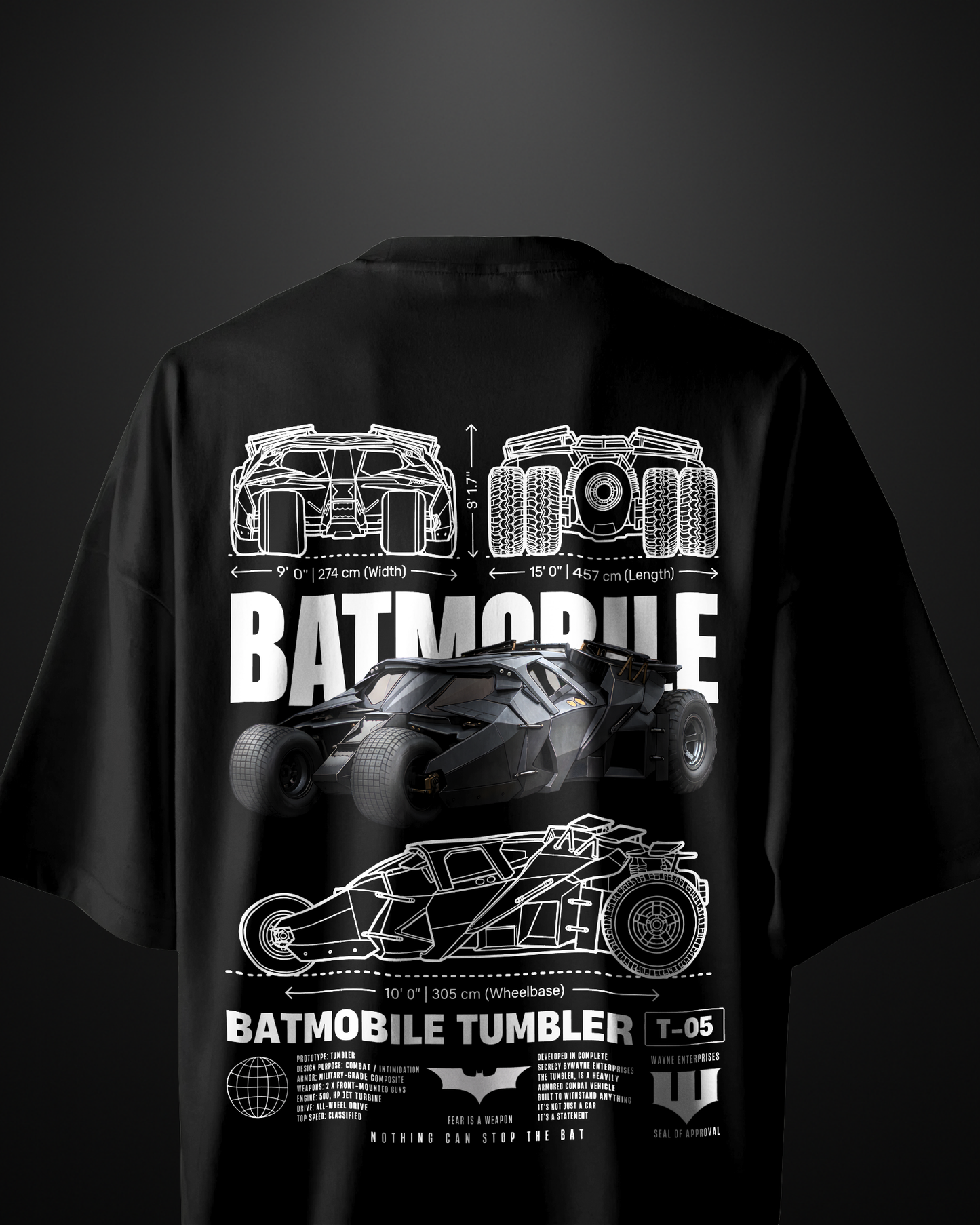 Batmobile Tumbler Supercar Oversized T-Shirt