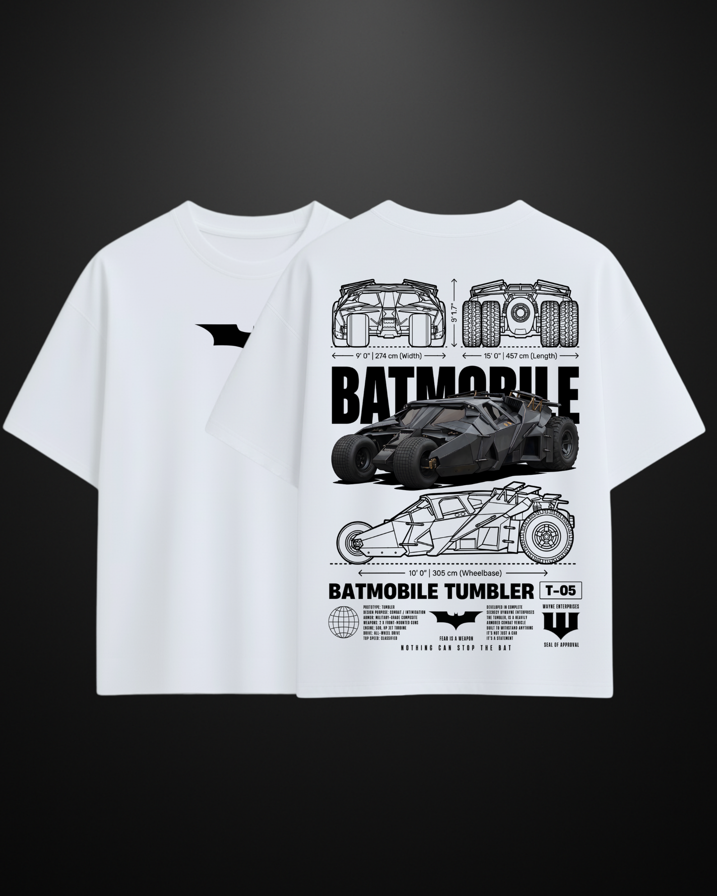 Batmobile Tumbler Supercar Oversized T-Shirt