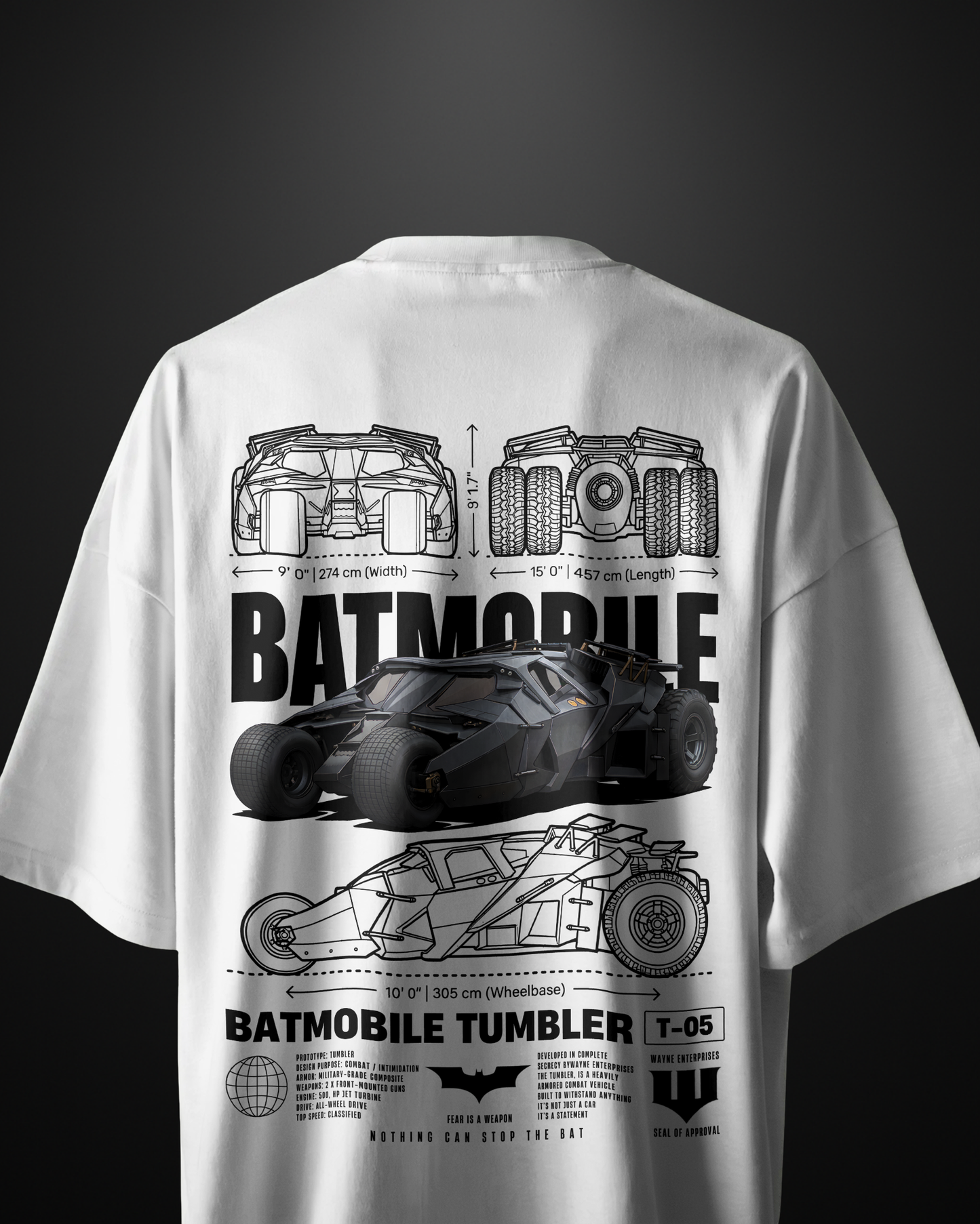 Batmobile Tumbler Supercar Oversized T-Shirt