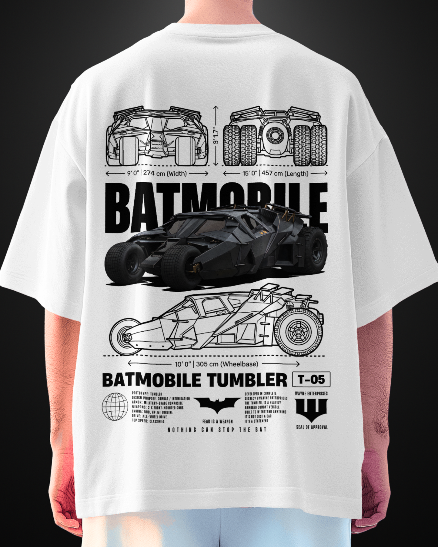 Batmobile Tumbler Supercar Oversized T-Shirt