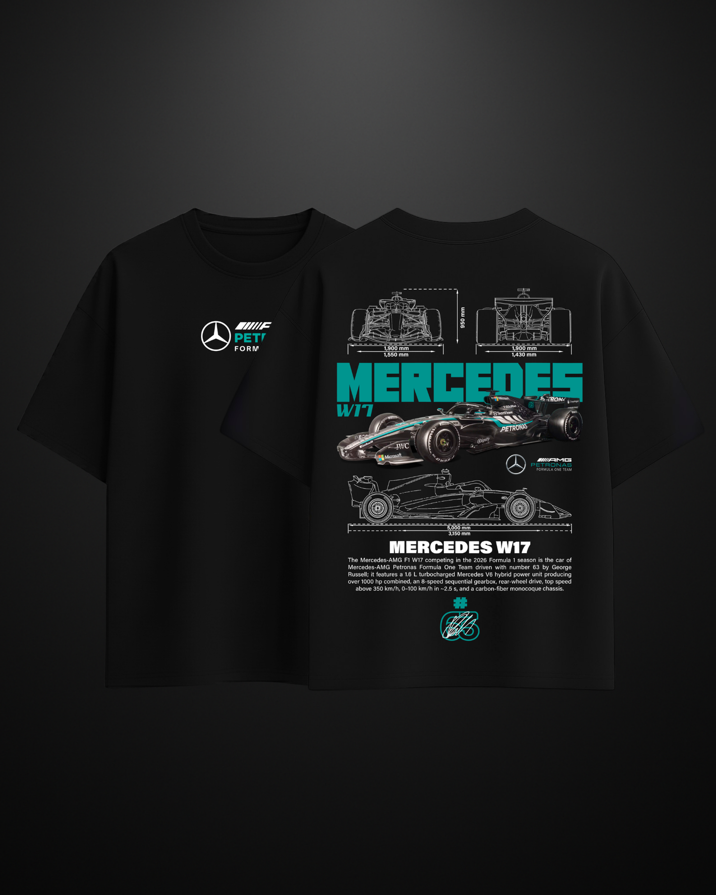 Formula 1 Mercedes AMG W17 Oversized T-Shirt Drop 2