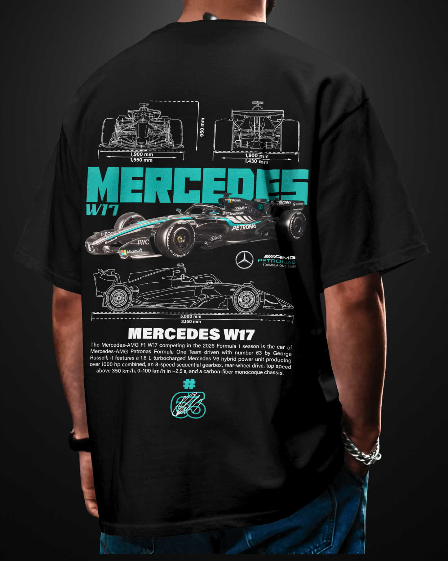 Formula 1 Mercedes AMG W17 Oversized T-Shirt Drop 2