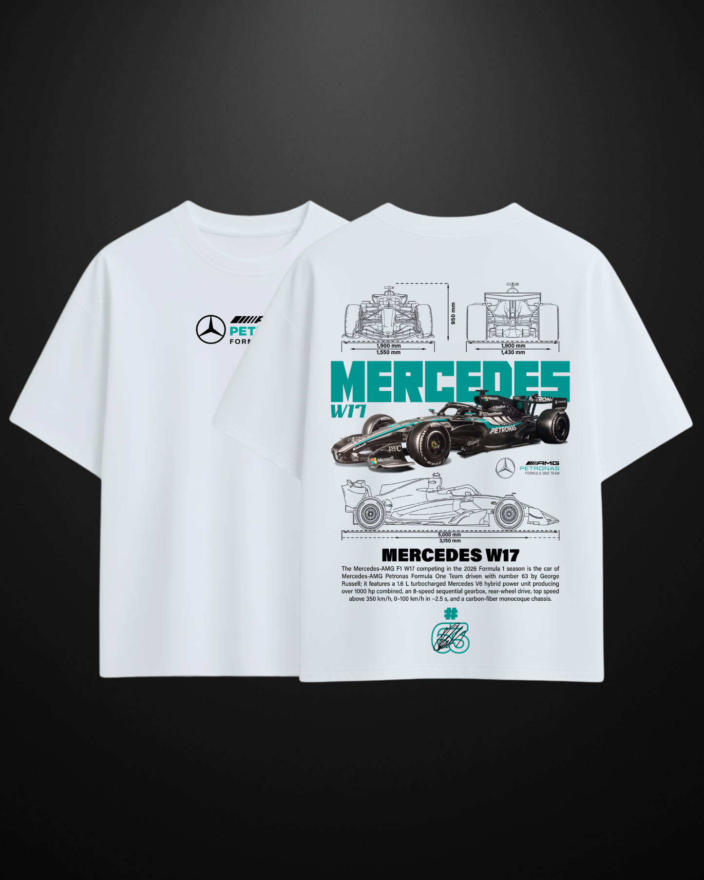 Formula 1 Mercedes AMG W17 Oversized T-Shirt Drop 2
